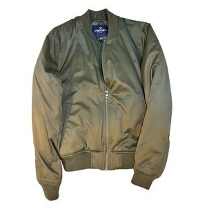 American Eagle Outfitters‎ Olive Green Bomber Jacket Quilted Lined Size S